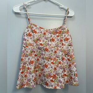Floral Spaghetti Strap Top - Multicolor